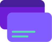 two cards representing options - purple